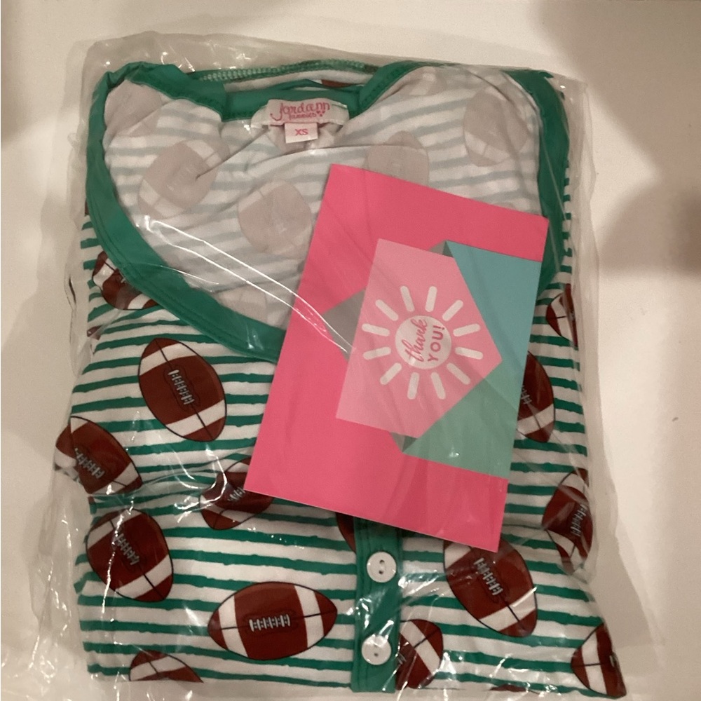 Jordann Jammie’s- Football Fun Pajamas XS - RARE! BRAND NEW-  Sunshine Sisters - Picture 2 of 4